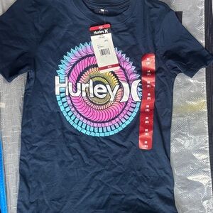 Hurley Navy T-Shirt with Multicolor Spiral Design